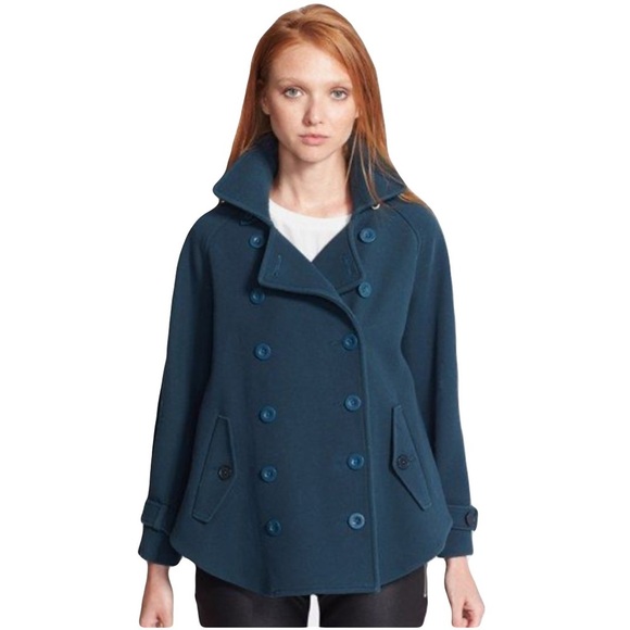 Rebecca Minkoff Teal Blue 'Pierre' Double Breasted Cape Coat Women’s Size XS - Picture 1 of 11